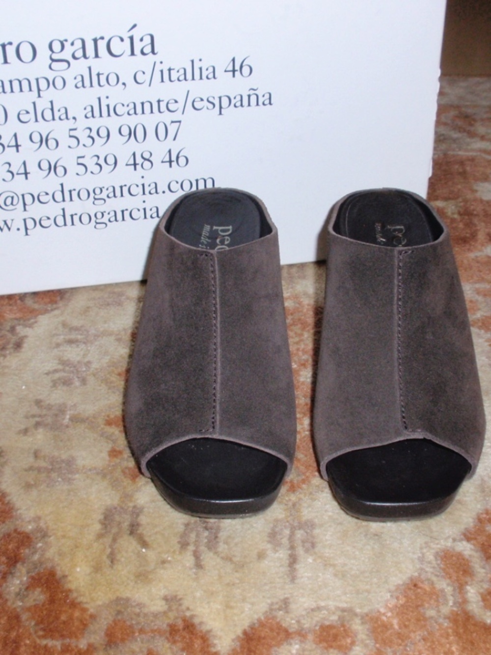 Pedro Garcia Clarin Brown Suede Mule shoes 37.5 New In Box